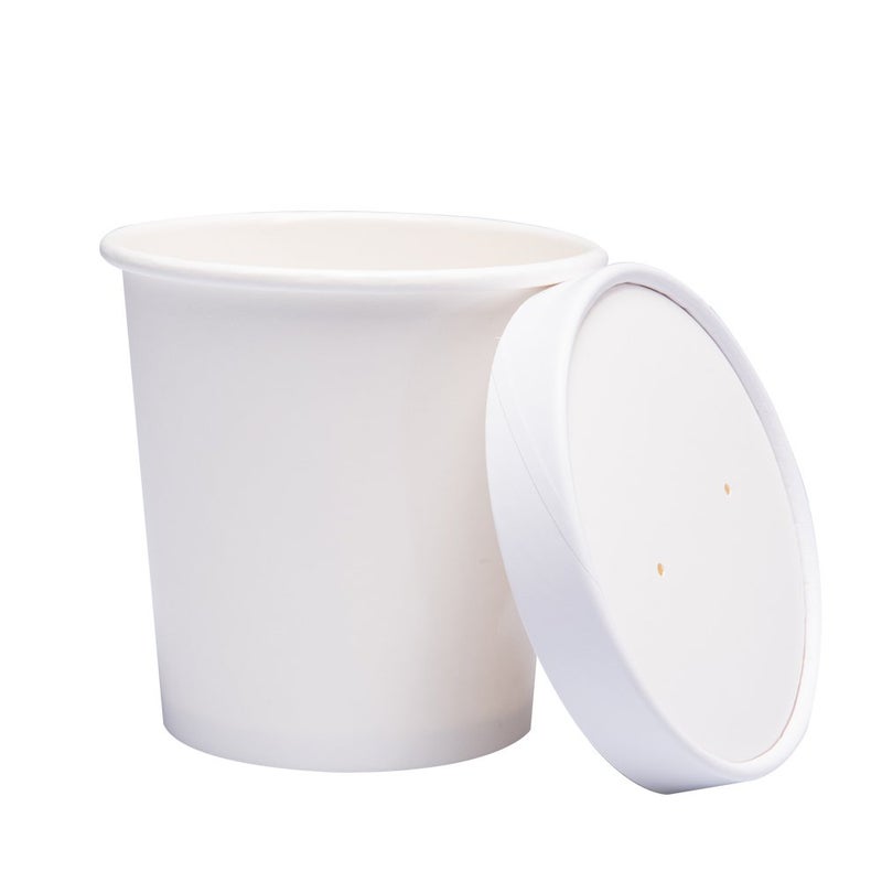Belinlen Paper Ice Cream Cups with Paper Lids HotCold Soup Cups with Lids White 25 16 oz